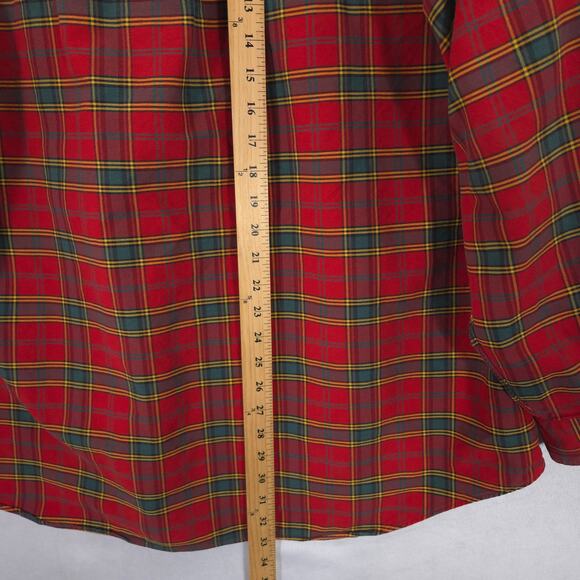 Ralph Lauren Big Shirt Mens XL Red Plaid Polo Crest Pocket Oxford Button Down - Picture 8 of 10